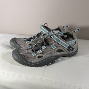 JBU Women's Sandals in Brown and Light Blue